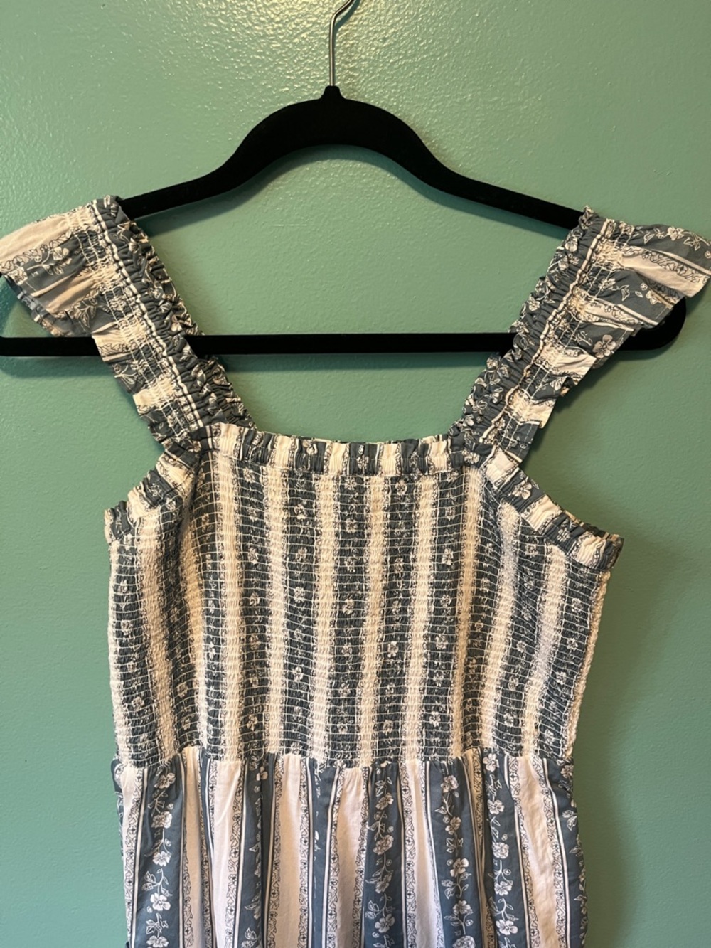 J Crew Doen-like floral printed smocked ruffle cotton midi dress - Picture 10 of 12
